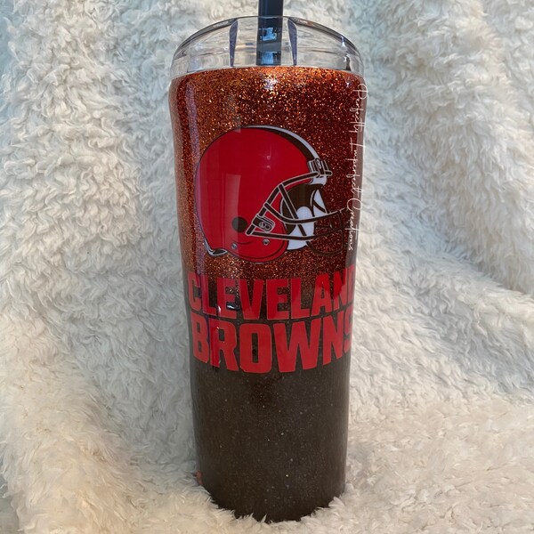 Cleveland Browns Glitter Tumbler Browns Tumbler - Dawg Pound - Football