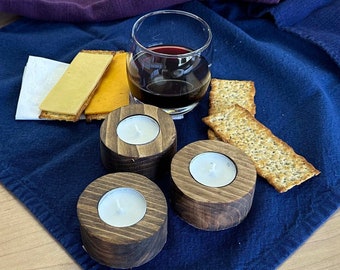Rustic Pine Tea Candle Lamps -- Set of 3