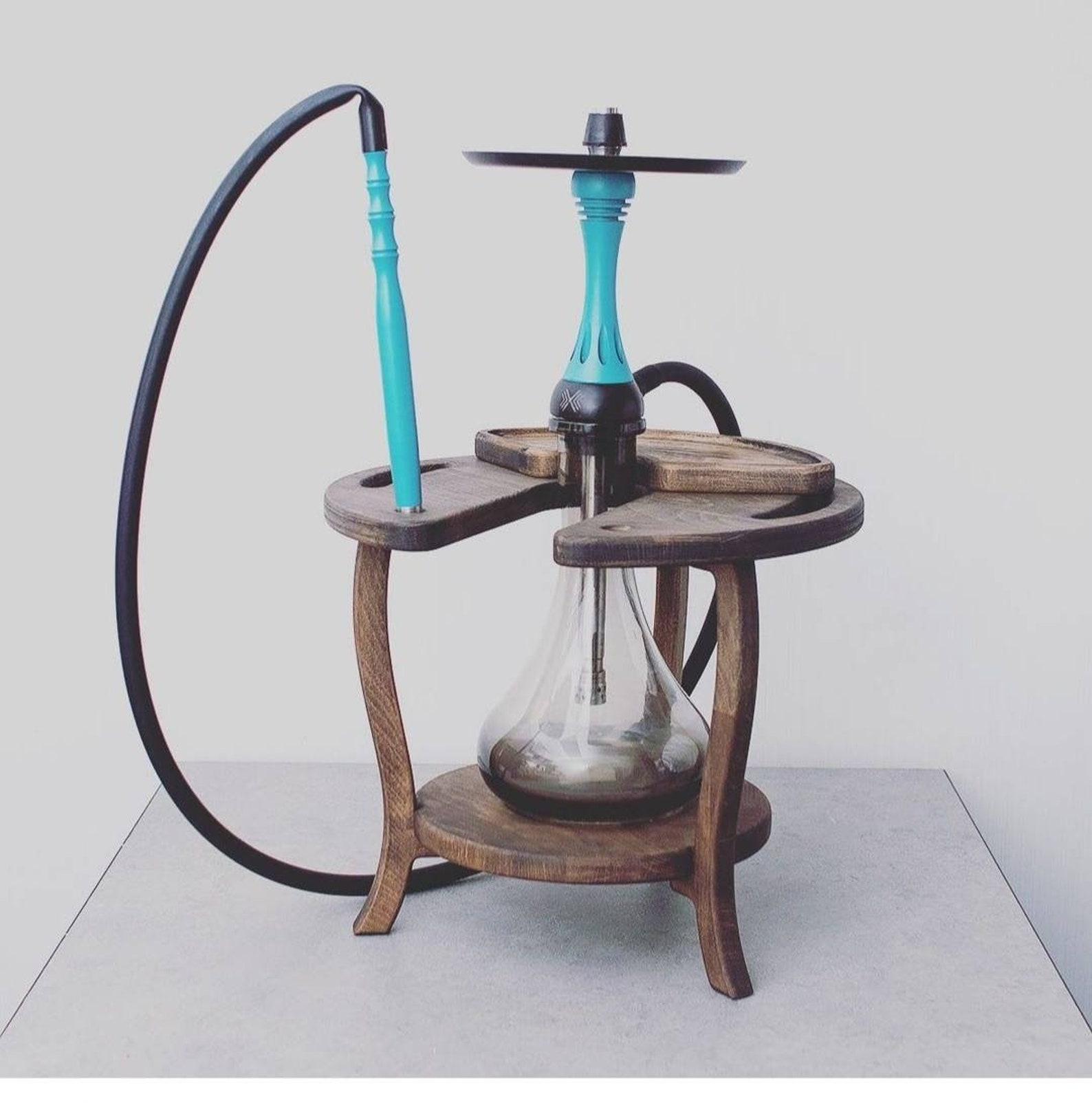 Portable Hookah Set Wooden Stand Table Nargile Accessories Etsy