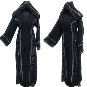 Women&#39;s Black Open Front Luxury Nida Chiffon Burka Jilbab