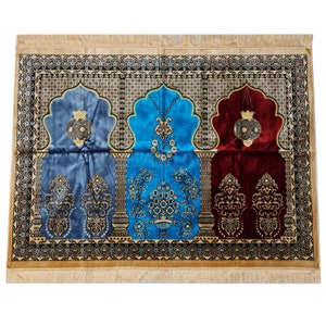 Luxury Large Islamic Kaba Mosque Prayer Mat Musallah Janamaaz (3 People)