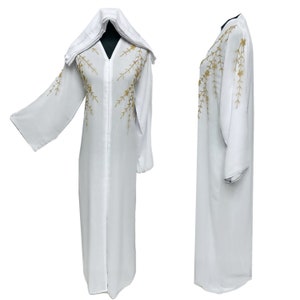 Women’s Luxury White Open Front Abaya Jilbab Burka