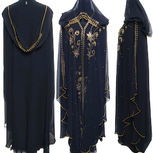 Classic Women Black Abaya Jilbab Farasha With Hood