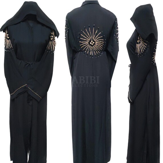 Latest Design Women Black Open Front Abaya Farasha Jalabiya 