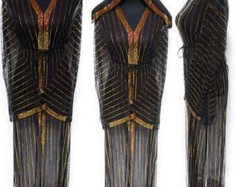 Luxury Black Net Chiffon Open Front Abaya With Stones