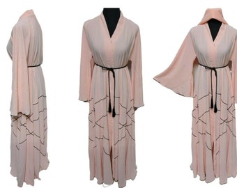 Burka donna lusso stampa floreale chiffon aperto davanti Burka donna lusso stampa floreale chiffon aperto davanti