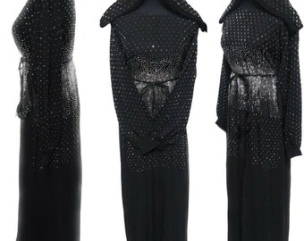 Black Stone Works Abaya Jalabiya Arab Long Dress