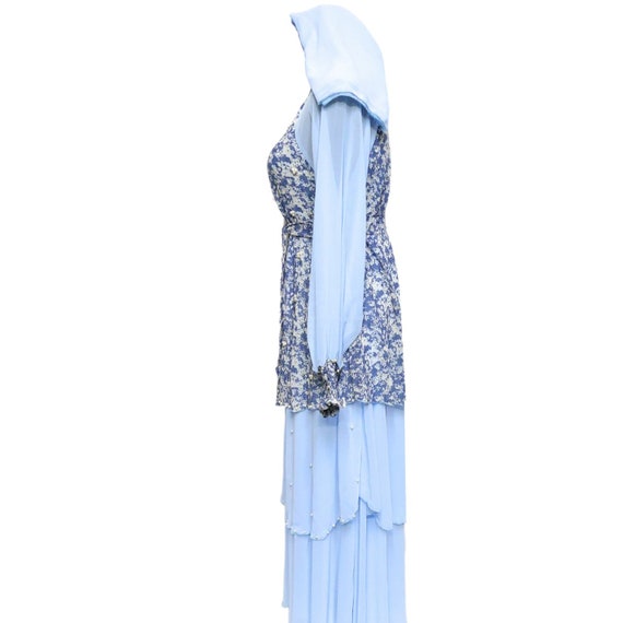 Floral Embellished Layered Abaya Jalabiya Long Dress