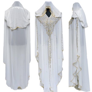 Luxury off White Women Batwing Abaya Farasha Jalabiya Arab Dress
