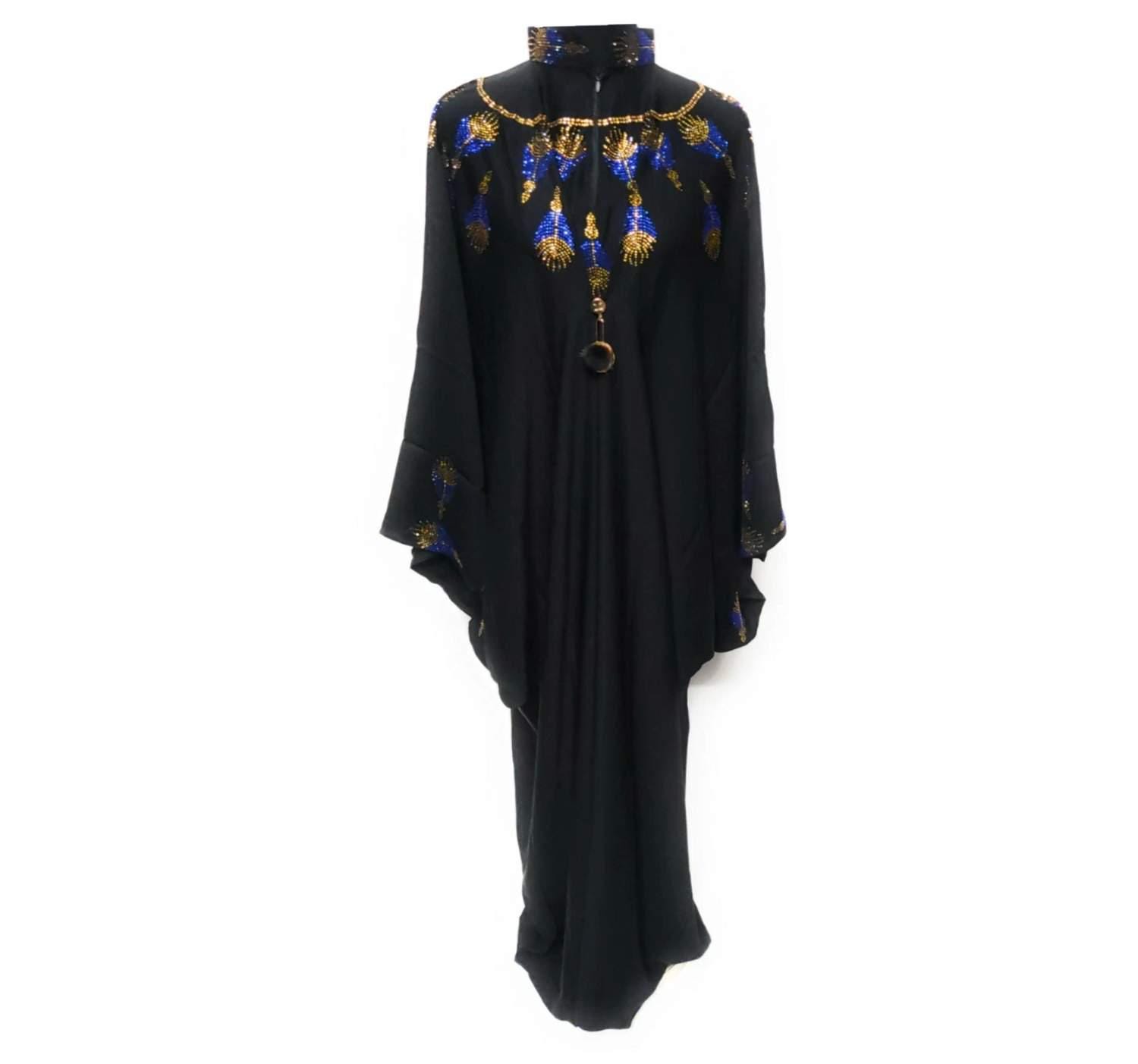 Abaya Kaftan Farasha Maxi Donna - Jilbab Jalabiya Burkha Nero, Tessuto Nida - Foto 4