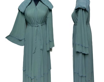 Women's Open Front Chiffon Abaya Jalabiya long dress