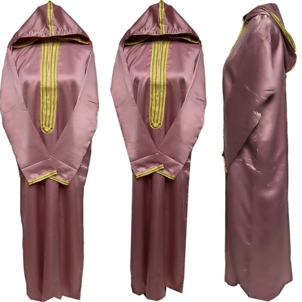 Moroccan Style Unisex Hooded Thobe Djellaba Jubba Long Dress Abaya