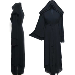 Women&#39;s Black Open Front Chiffon Abaya