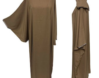 Women's Brown Batwing Abaya Jalabiya Arab Long Dress