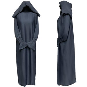 Simple Plain Grey Nida Abaya Jalabiya Arab Long Dress With Elastic Frill sleeve