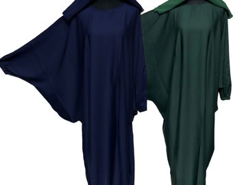 Batwing Farasha Abaya Jalabiya Arab Long Dress With Elastic Cuff sleeve