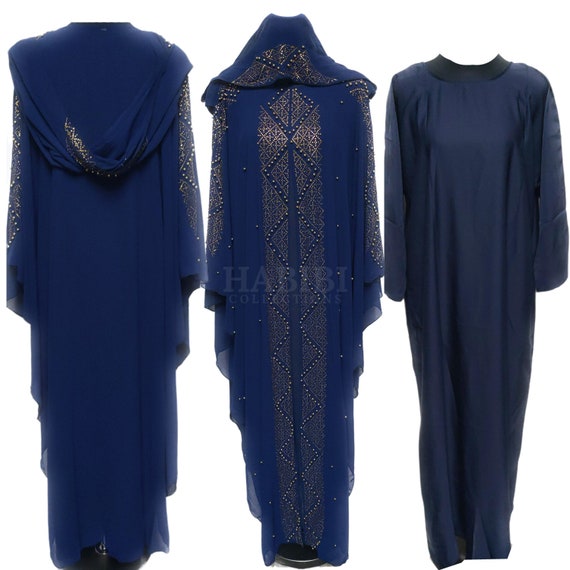 Latest Design Women Navy Blue Abaya Jilbab Farasha Etsy Canada