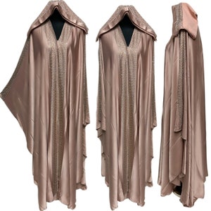 Luxus Frauen Satin Stone Works Abaya Jalabiya Arabisch Langes Kleid