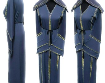 Dark Grey Modest Women Abaya Farasha Jalabiya Arab Dress