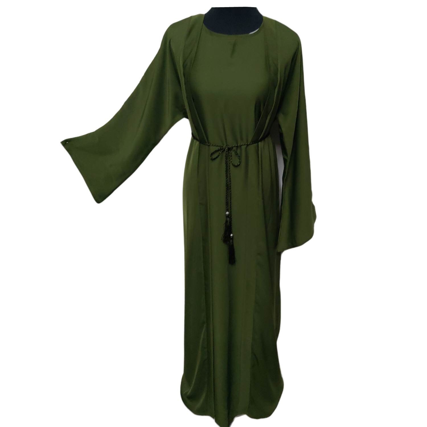 ABAYAENTERPRISE Luxury Women Nida Green Abaya with Inner Slip