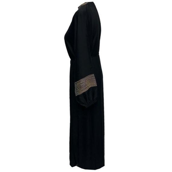arab black dress Arabian jewelled neck Satin Abaya dress with shoulder drapes M / 58[+$4.99]