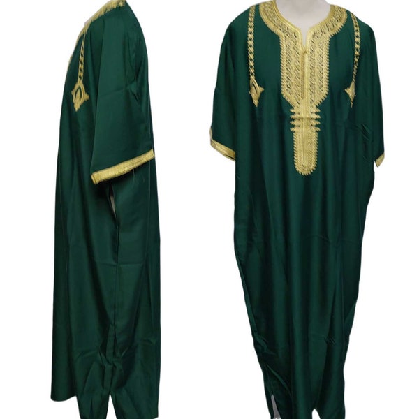 Men Moroccan Green Thobe Jubba Kandora Djellaba