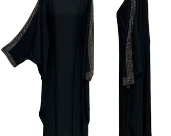 Women Stone Work Abaya Farasha Jalabiya Arab Long Dress