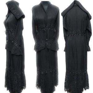 Women&#39;s Black Nida Lace Abaya Jalabiya