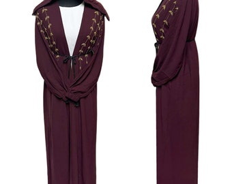 Latest Design Burgundy Abaya Farasha Jalabiya Arab Long Dress