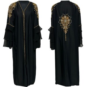 Luxury Modest Women Abaya Farasha Jalabiya Arab Dress With Stone Works