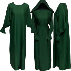 Simple Plain Nida Abaya Jalabiya Arab Long Dress With Elastic Frill sleeve