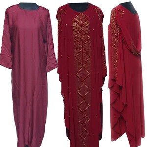 Luxury Red Women Abaya Jalabiya Jilbab