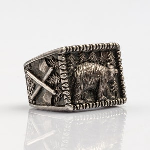Asdiwal - Men’s Silver Ring, Bear Style Sterling Silver, Special Nature Ring Design, Handmade Silver Design by Manuarius
