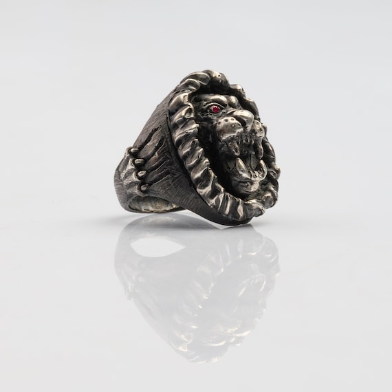 Dark Lion gold Lion Ring. Mens Signet Ring. Animal Ring Band. Promise Ring  for Him. Unique Design. Handmade by Kochut - Etsy