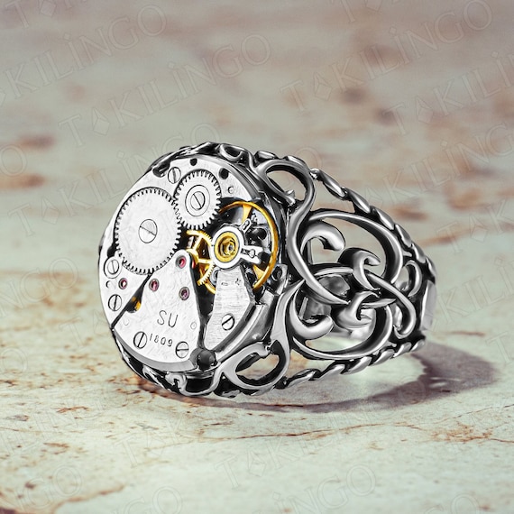 Clock Ring 925 Silver Mechanical Ring Time Traveller - Etsy