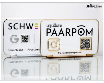 Bewertung s und Sozial Media Aufsteller für Verkaufstresen Tresen Theke für Kosmetik Studios Frisör Salon QR Code