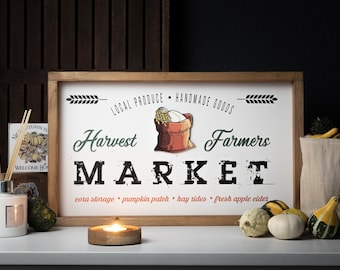 Landhaus Farmhouse Design Deko Holzschild "Harvest Farmers Market"