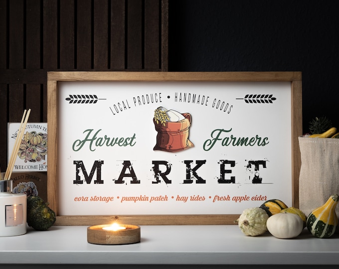 Farmhouse Design Decoration Wooden Sign "Harvest Farmers Market"