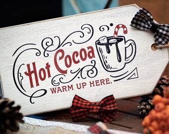 Farmhouse Weihnachtsanhänger Hangtag "Hot Cocoa" Christmas Dekoration Tannenbaum Schmuck