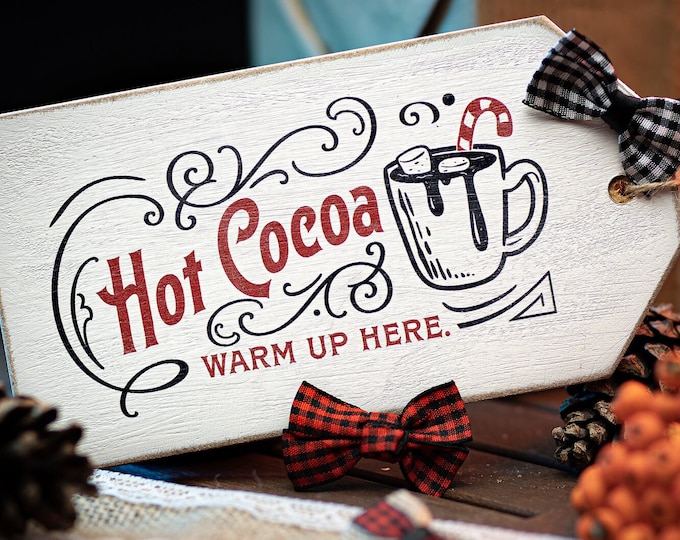 Farmhouse Christmas Pendant Hangtag "Hot Cocoa" Christmas Decoration Christmas Tree Jewelry