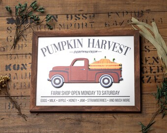 3D Pumpkin Harvest Landhausschild Farmhouse Design für Küche Flur oder Wohnzimmer