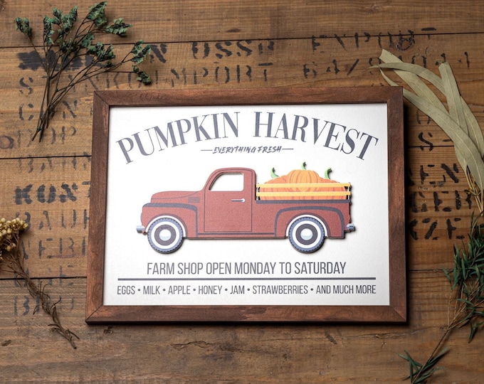 3D Pumpkin Harvest country sign farmhouse design for kitchen hallway or living room