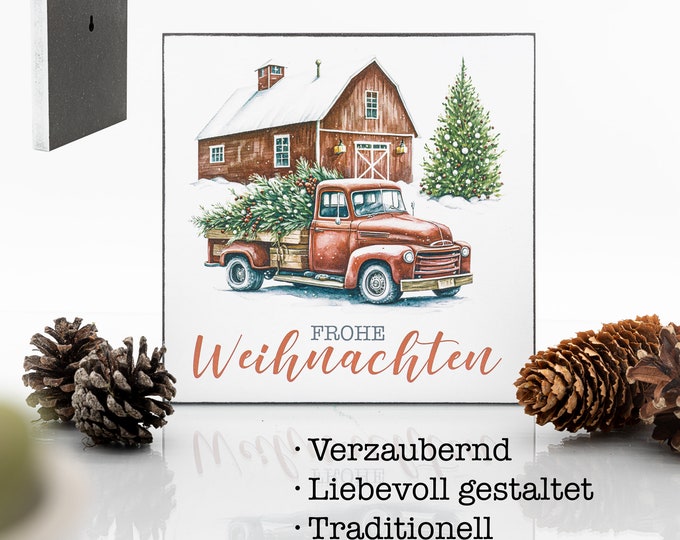 Christmas wood sign "Farm Truck with Barn" Farmhouse Design Christmas decoration
