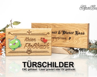 Türschild Haustür aus massivem Eichenholz mit eigener Gravur verschiedene Grössen ,Geschenkidee zu Weihnachten, personalisiertes Holzschild