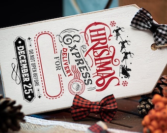 Farmhouse Weihnachtsanhänger Hangtag "Christmas Express Delivery" Christmas Dekoration Tannenbaum Schmuck personalisierbar