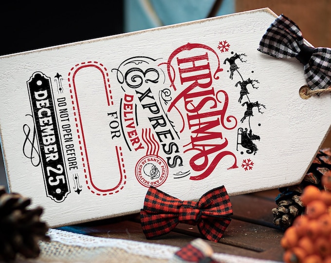 Farmhouse Christmas Pendant Hangtag "Christmas Express Delivery" Christmas Decoration Christmas Tree Jewelry Customizable