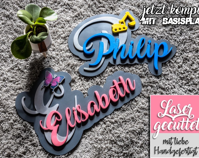 Children's Room Door Sign Name Plate Baby Room Decor Shield Individual Handmade Birth Baptism Gift Wall Decor