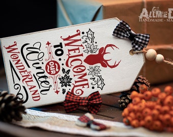 Farmhouse Weihnachtsanhänger Hangtag "Welcome to Winter Wonderland" Christmas Dekoration Tannenbaum Schmuck