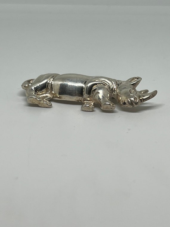 Large vintage sterling silver Mexican rhino rhino… - image 3