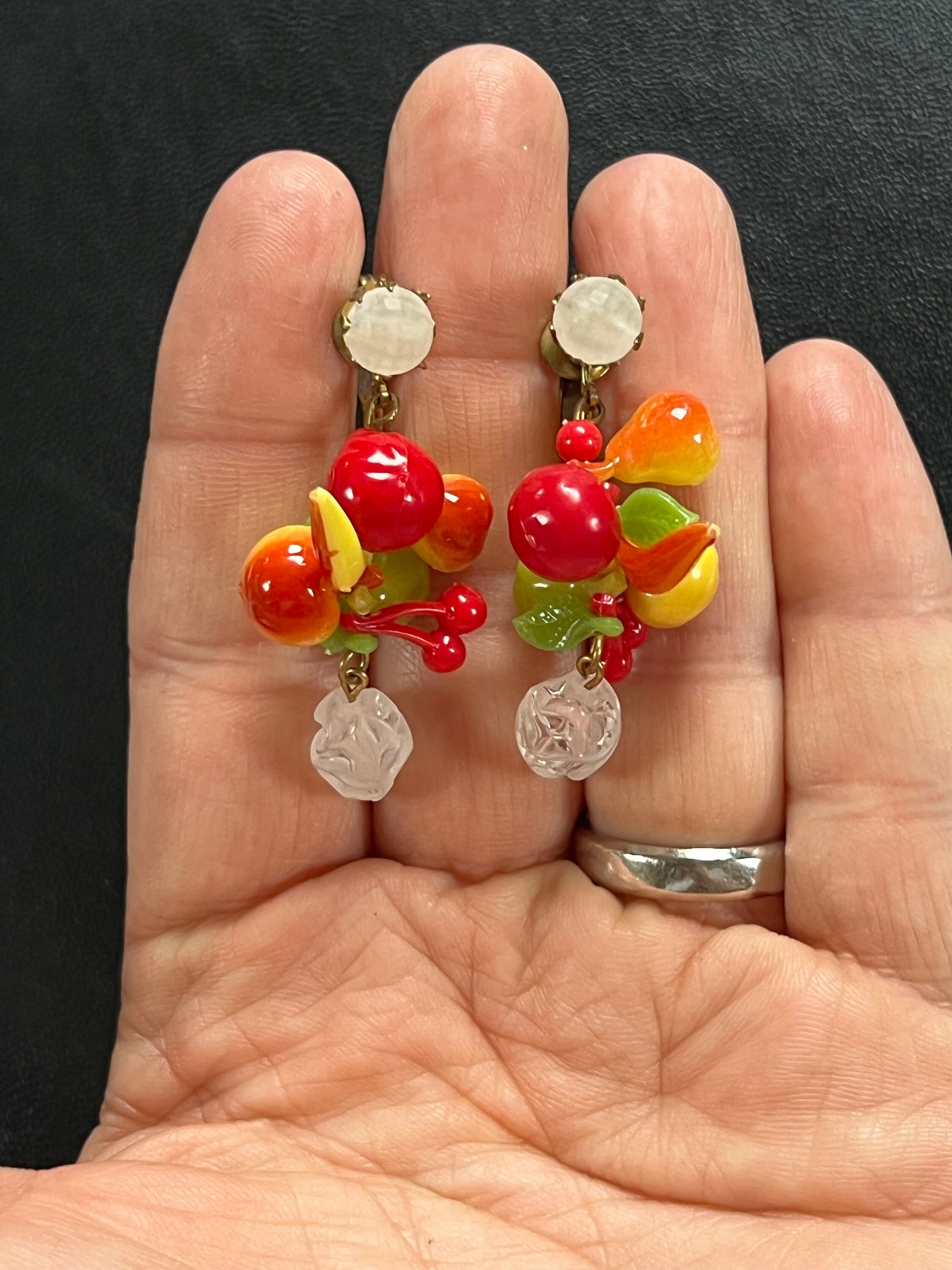 Les Néreídes Flower and Apricot Earrings  Mustahöyhen Online Boutique